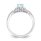 10k White Gold Aquamarine and Diamond Ring